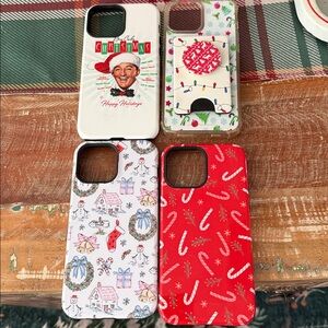 iPhone 13 pro max Festive Holiday Phone Case Set - White and Red Christmas